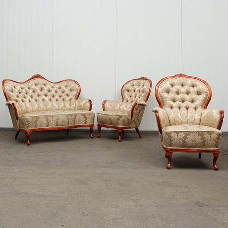 A three-piece neo-rococo style sofa set, 20th century. Furniture ...