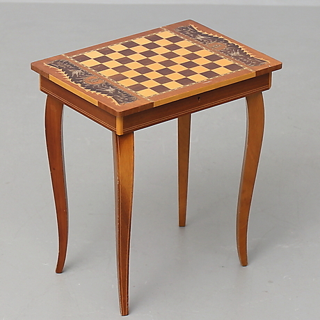 CHESS TABLE with music box, 20th century. Furniture - Tables - Auctionet