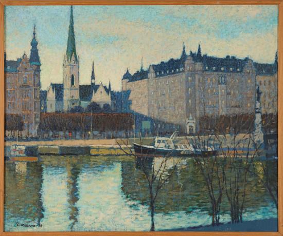 LENNART ROUPE (1918-2014). Stockholmsmotiv, olja på duk, signerad ...