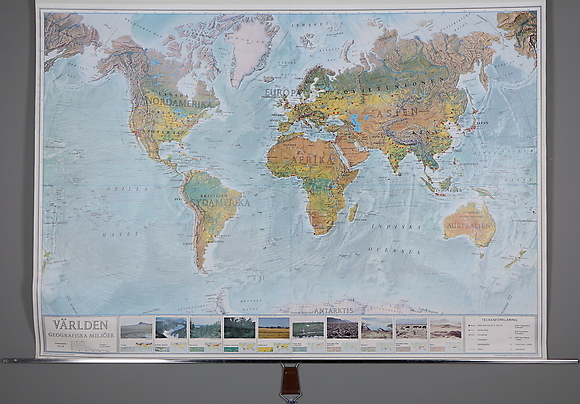 SCHOOL MAP, world map, Generalstaben litografiska anstalt, 1978. Art ...