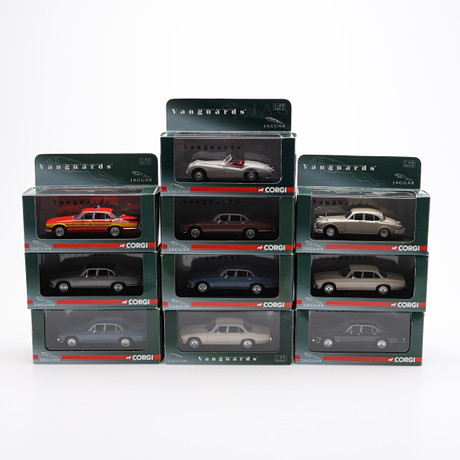 MODELLBILAR, 10 ST, JAGUAR COLLECTION, CORGI/LLEDO VANGUARDS, SKALA 1:43.