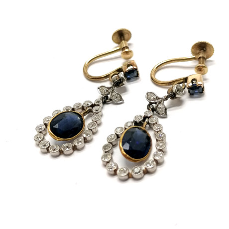 Diamond Lines With Blue Drop Earring