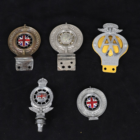 A COLLECTION OF FOUR ROYAL AUTOMOBIOLE CLUB RADIATOR GRILLE BADGES AND ...