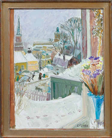 LARS FLORÉN. Stockholmsvy, olja på duk, signerad. Konst - Måleri ...