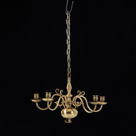LJUSKRONA, mässing, s.k. malmkrona, 5 st ljusarmar, barockstil, 1900 ...