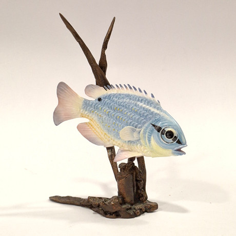 Fish figure simulating the bottom of the sea enameled in metal. Art ...