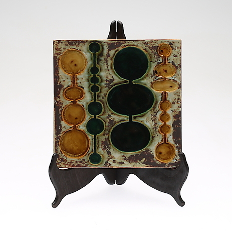 Lot De 6 Carreaux De Décoration Rörstrand - Design Olle Alberius Noir Et Vert - 30x30cm - Occasion