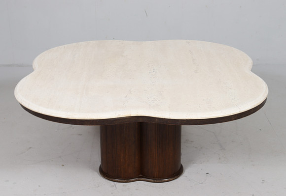 Coffee table/coffee table with travertine top in cloverleaf shape ...