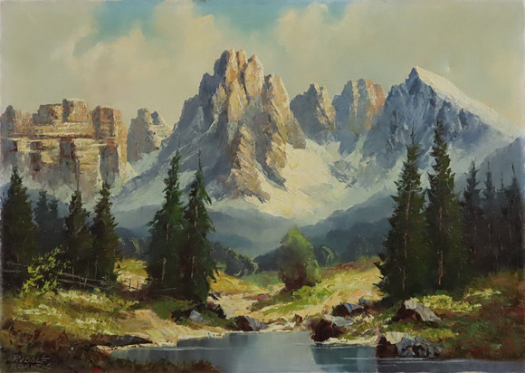 JOSEPH JANSEN. mountain landscape. Art - Paintings - Auctionet