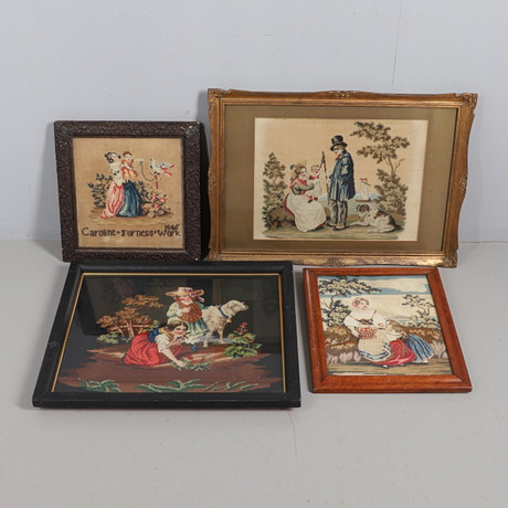 VARIOUS FRAMED WOOLWORK PANELS. Carpets & Textiles - Textiles - Auctionet