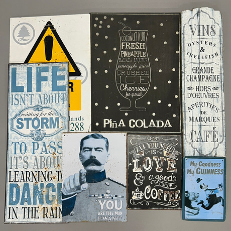 METAL AND WOODEN SIGNS. Art - Other - Auctionet