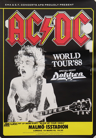 AC/DC, concert poster for World Tour `88, promotion for the album Blow ...