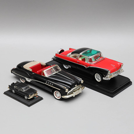 MODELLBILAR, 3 st, Simca Présidence, Ford Fairlane Crown Victoria, Buick Roadmaster Convertible.