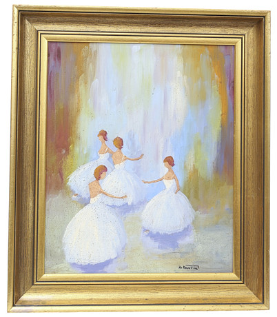 B. JOSEPH. dancing birds, oil on canvas. Art - Paintings