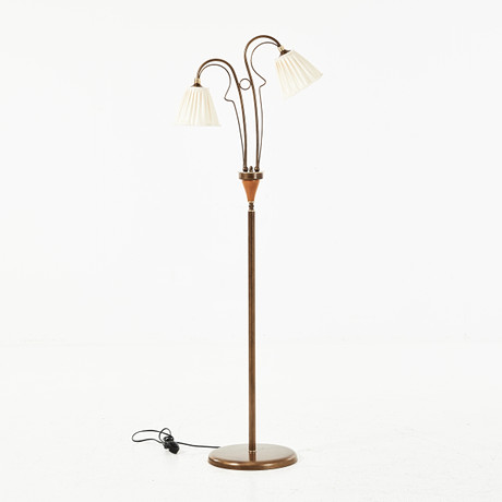 FLOOR LAMP, later part of the 20th century, two fixed light arms, base ...