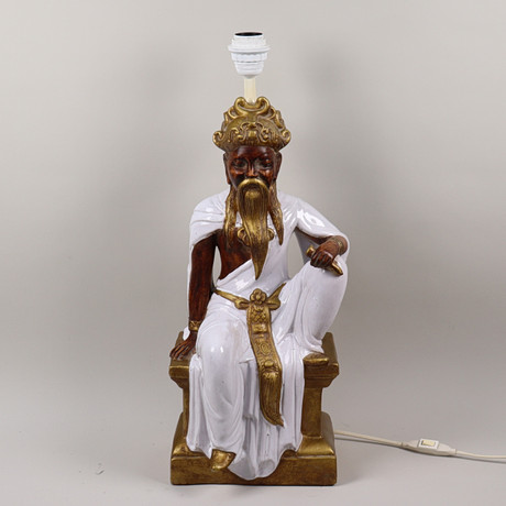 BORDSLAMPA, Italien, dekor av asiatisk äldre man.