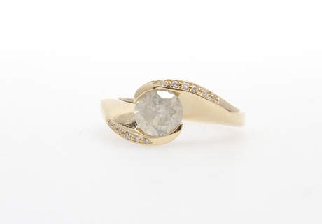 RING, 14k guld med diamant, drygt 1 ct.