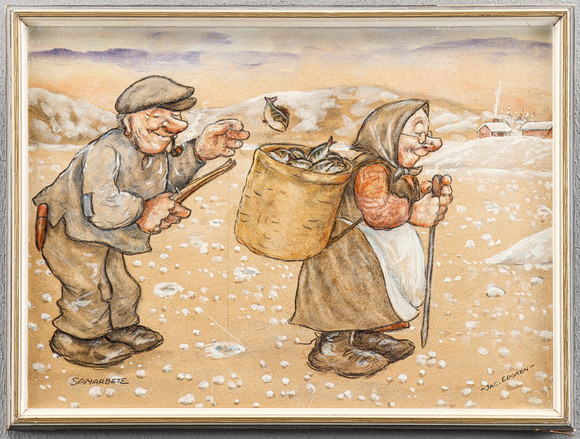 JAC EDGREN. Mixed media, signed. Art - Paintings - Auctionet
