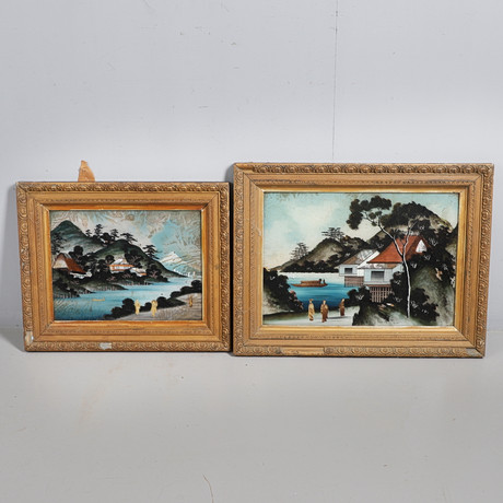TWO JAPANESE REVERSE GLASS PANELS. Miscellaneous - Miscellaneous ...