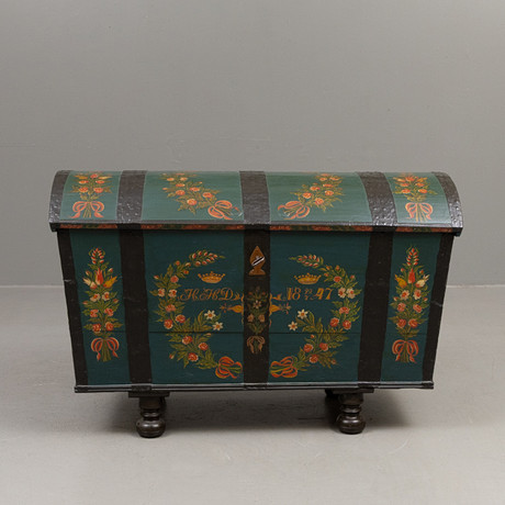 BRIDKISTA, painted, signed and dated HHD 1847. Swedish Folk Art ...