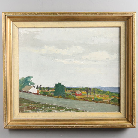 OIDENTIFIERAD KONSTNÄR. OIL ON PANEL, coastal landscape, signed ...