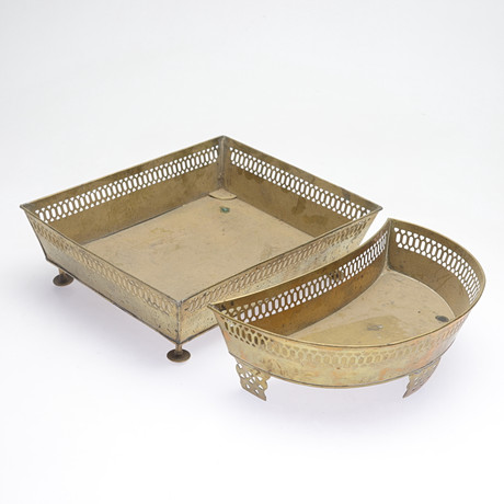 A pair of brass spit boxes/cups, Skultuna, 19th century. Silver ...