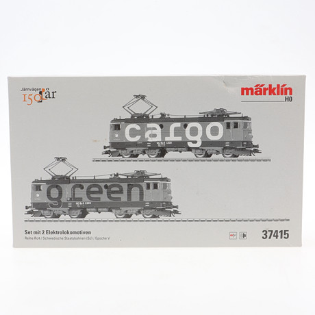 MARKLIN. Twin electric locomotives Green Cargo, 37415, in original ...