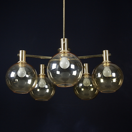 HANS AGNE JAKOBSSON. Taklampa, mässing och glas, Markaryd HANS AGNE JAKOBSSON. Taklampa, mässing och glas, Markaryd