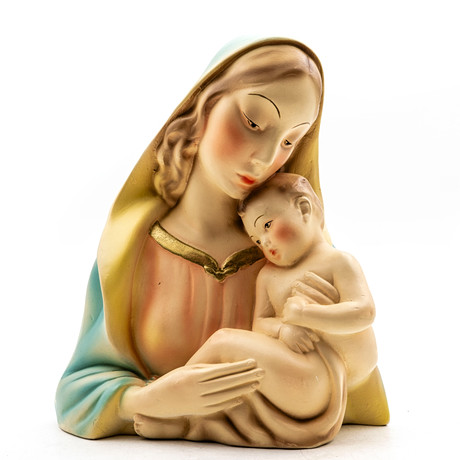 A figurine of the Virgin Mary with the Child Jesus, probably Italy ...