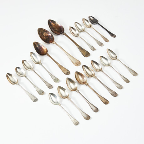 19 silver spoons, different years and manufacturers, mainly 19th ...