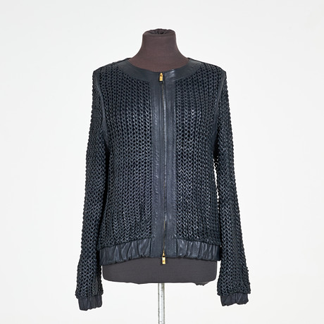 ESCADA. Leather jacket, inner with silk, hardware in yellow metal ...