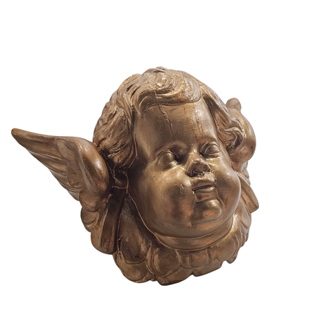 Angel face in stuccoed wood. Art - Sculptures & Bronzes - Auctionet