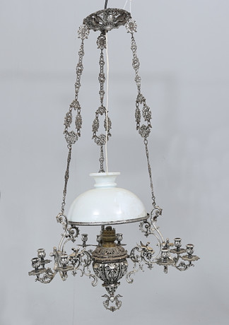 CEILING PHOTOGENIC LAMP, with prisms, silver-coloured cast metal, Neo ...