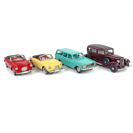 ROBEDDIE, MODELLBILAR, 4st, 1956, 1937, 1956, 1973, VOLVO, originalförpackningar.