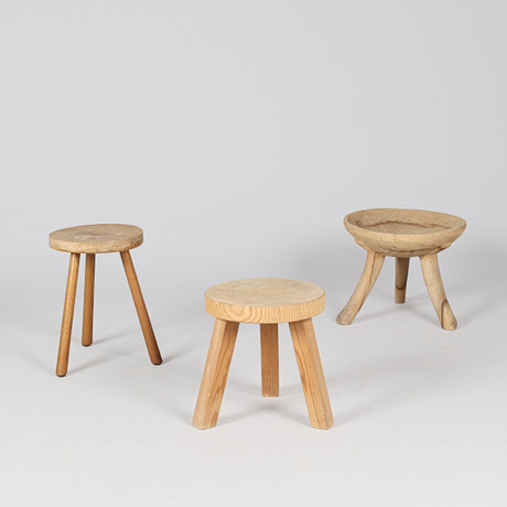Three wooden stools, second half of the 20th century, (3). Furniture ...