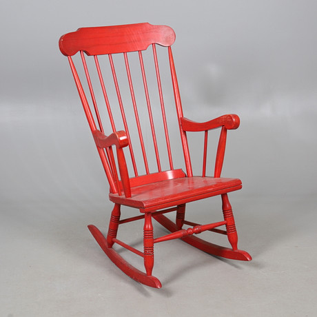 RED ROCKING CHAIR. Furniture - Armchairs & Chairs - Auctionet