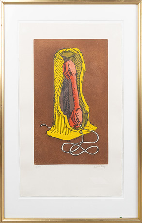 MAN RAY (1890-1976). "Telephone" (1977), färgetsning.
