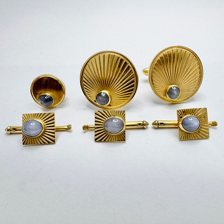 Cufflinks Shirt buttons and Tie pin. 14k with star sapphires. Jewellery ...