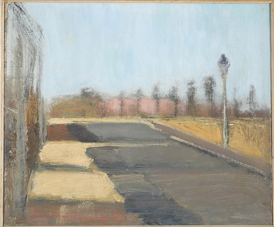 ERNST RASMUSSEN (1912-1964). Street lot with lamppost, oil on canvas ...