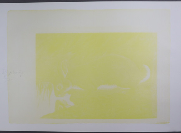 BEUYS, JOSEPH. “American rabbit sugar”, offset lithograph in yellow on ...
