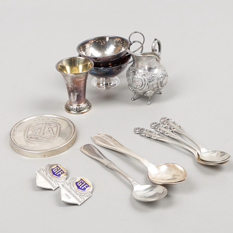SILVER OBJECTS, 13 pcs, total weight 269 grams. Silver & Metals ...