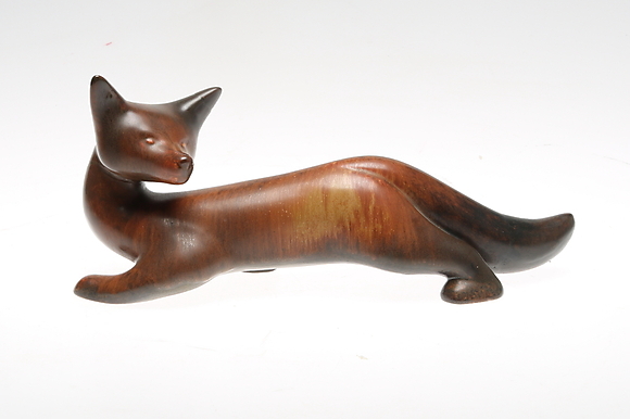 FIGURIN, stengods, räv, Gunnar Nylund, Rörstrand, 1900-tal. Keramik ...