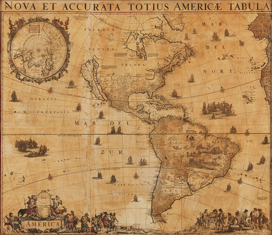 DE WIT'S RARE WALL-MAP OF AMERICA, 1672, Nova et accurata totius ...