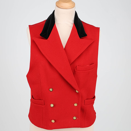 RALPH LAUREN, röd väst i ull, US10. Vintagekläder & Accessoarer - Auctionet