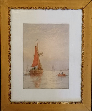 GEORGE STANFIELD WALTERS MALERI AF BÅDE TIL SØS. Kunst - Malerie ...