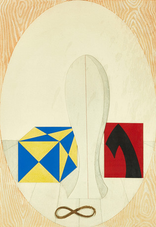 LUCIO DEL PEZZO (ITALIEN, 1933-2020). "Lóvale delle apparizioni", signerad och daterad Del Pezzo 1975, blandte på auktion hos Crafoord Auktioner Stockholm