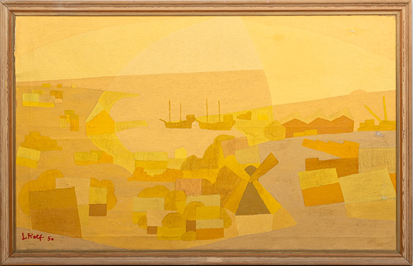 LARS ROLF. “Village in backlight”, oil on canvas, signed, dated 50 ...