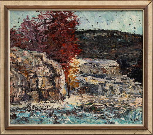 RODOLFO TUR. Waterfall, oil on panel, signed, -64. Art - Paintings ...