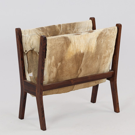 Goatskin magazine rack with rosewood frame, second half of the 20th ...