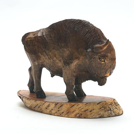 GÖRAN ANDERSSON. Figurine, Bison bull, earthenware, Upsala Ekeby